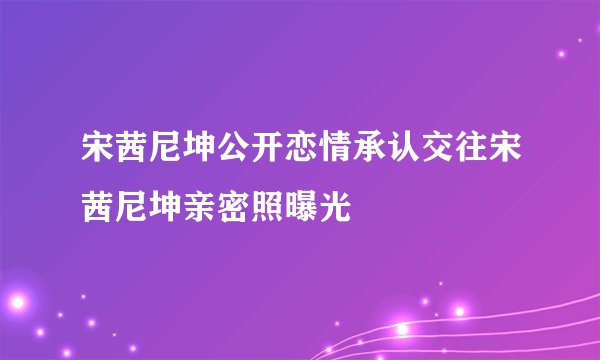 宋茜尼坤公开恋情承认交往宋茜尼坤亲密照曝光