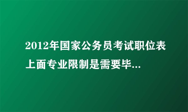 2012年国家公务员考试职位表上面专业限制是需要毕业证上和学位证上专业一致吗？还是指用看毕业证上面？