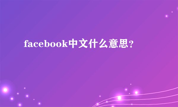 facebook中文什么意思？