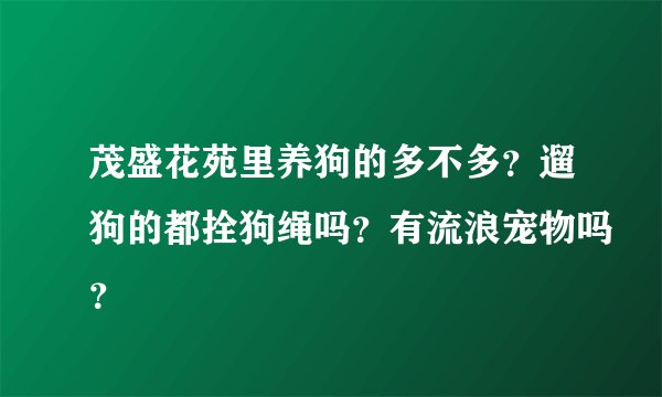 茂盛花苑里养狗的多不多？遛狗的都拴狗绳吗？有流浪宠物吗？