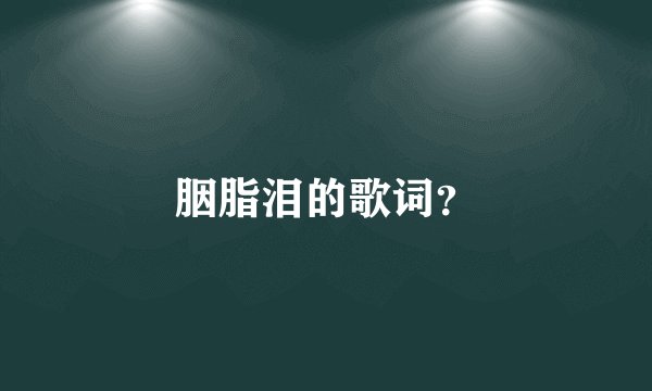 胭脂泪的歌词？