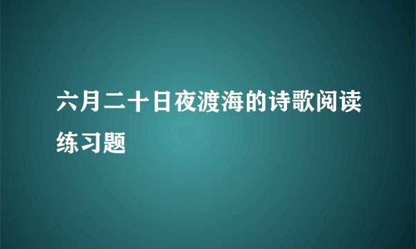 六月二十日夜渡海的诗歌阅读练习题