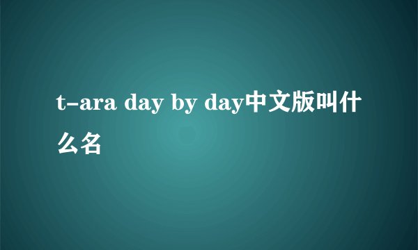 t-ara day by day中文版叫什么名