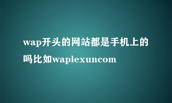 wap开头的网站都是手机上的吗比如waplexuncom