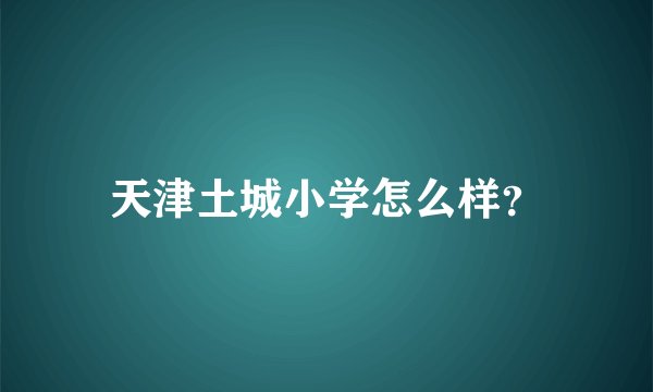 天津土城小学怎么样？