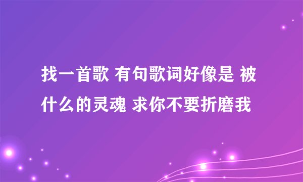 找一首歌 有句歌词好像是 被什么的灵魂 求你不要折磨我