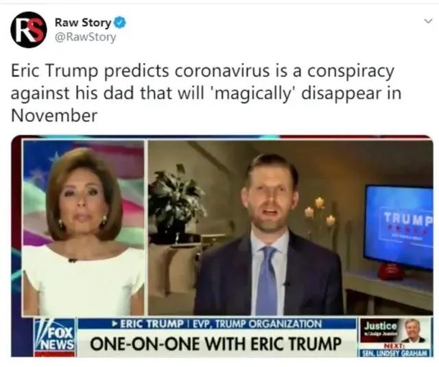 特朗普儿子说疫情11月会消失,一切都是拜登的谎言,你怎么看?