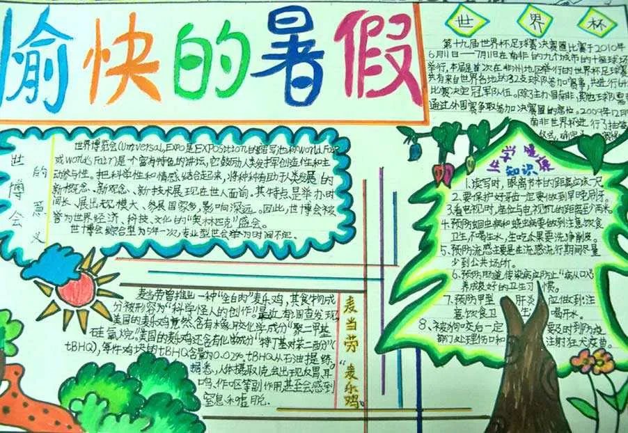 快乐暑假手抄报简单