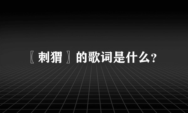 〖刺猬〗的歌词是什么？