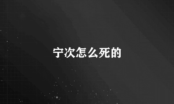 宁次怎么死的