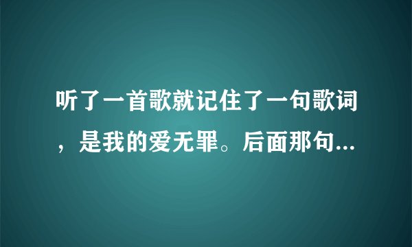 听了一首歌就记住了一句歌词，是我的爱无罪。后面那句好象是我的心无悔