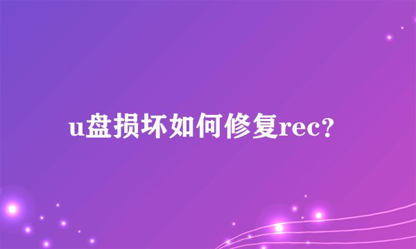 u盘损坏如何修复rec？