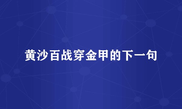 黄沙百战穿金甲的下一句
