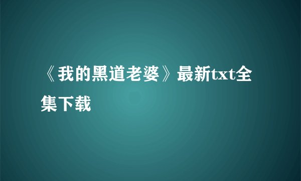 《我的黑道老婆》最新txt全集下载