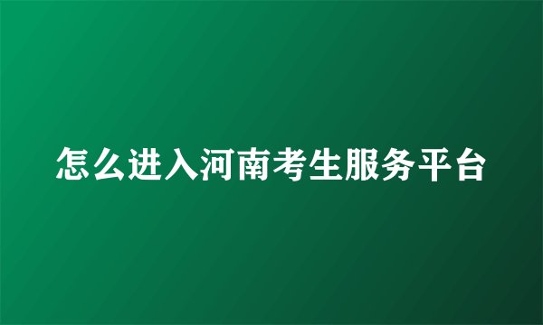 怎么进入河南考生服务平台