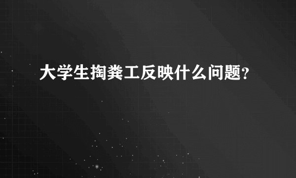 大学生掏粪工反映什么问题？