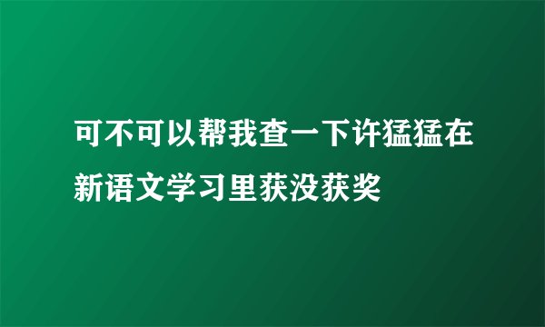可不可以帮我查一下许猛猛在新语文学习里获没获奖