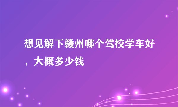 想见解下赣州哪个驾校学车好，大概多少钱