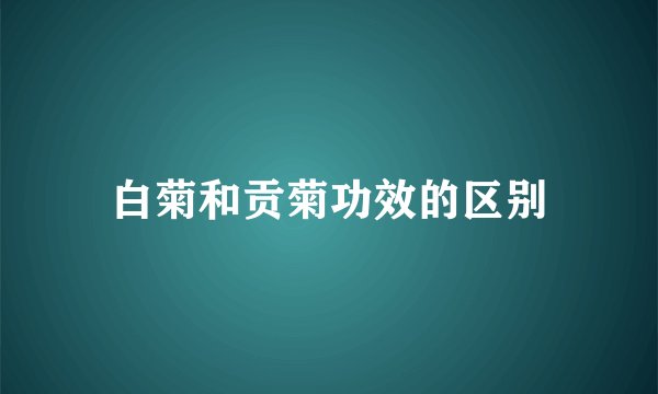 白菊和贡菊功效的区别