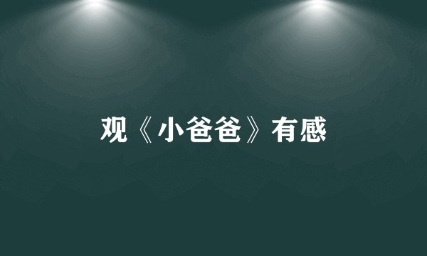 观《小爸爸》有感