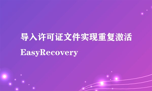 导入许可证文件实现重复激活EasyRecovery