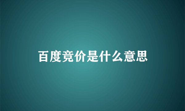 百度竞价是什么意思