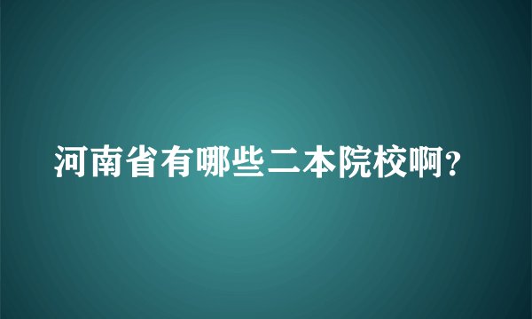 河南省有哪些二本院校啊？