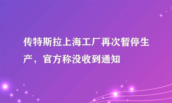 传特斯拉上海工厂再次暂停生产，官方称没收到通知