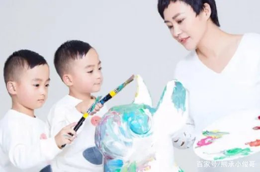 郝蕾双胞胎儿子正面颜值罕见曝光，孩子继承了父母的哪些优点？