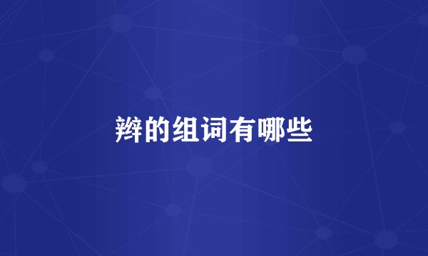 辫的组词有哪些