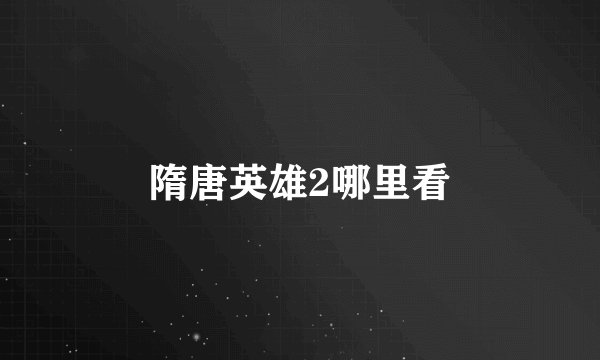 隋唐英雄2哪里看