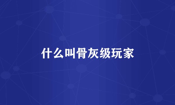 什么叫骨灰级玩家