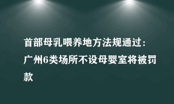 首部母乳喂养地方法规通过：广州6类场所不设母婴室将被罚款