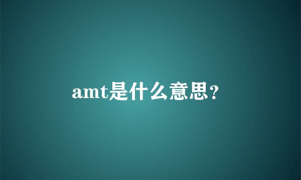 amt是什么意思？