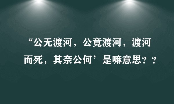 “公无渡河，公竟渡河，渡河而死，其奈公何’是嘛意思？？