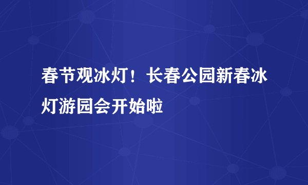 春节观冰灯！长春公园新春冰灯游园会开始啦