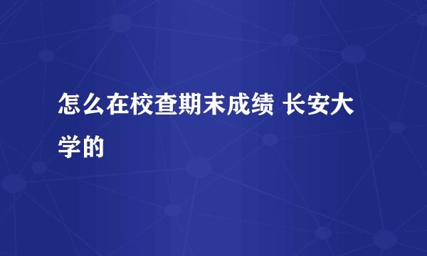 怎么在校查期末成绩 长安大学的