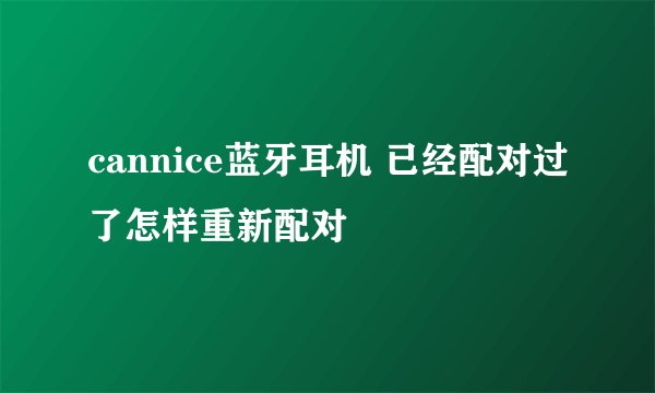 cannice蓝牙耳机 已经配对过了怎样重新配对
