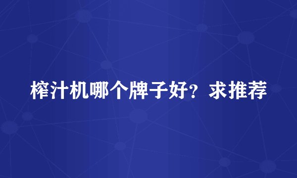 榨汁机哪个牌子好？求推荐