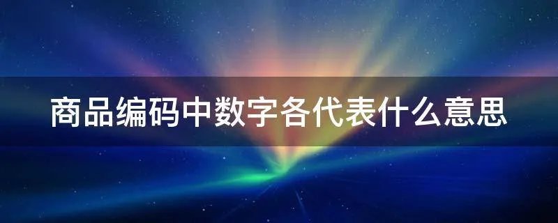 商品编码中数字各代表什么意思
