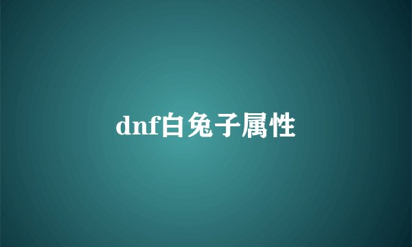 dnf白兔子属性