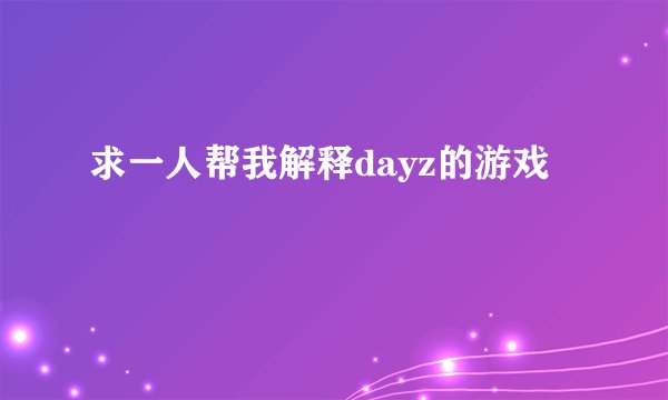 求一人帮我解释dayz的游戏