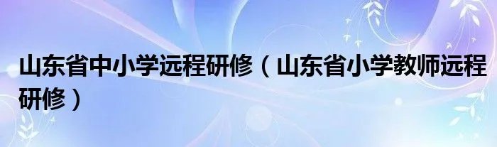 山东省中小学远程研修（山东省小学教师远程研修）