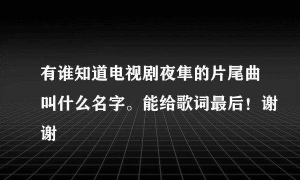 有谁知道电视剧夜隼的片尾曲叫什么名字。能给歌词最后！谢谢