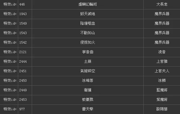 《仙剑奇侠传5》技能、法术编码