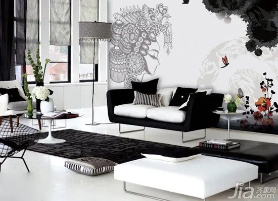 14款手绘沙发背景墙 客厅里的别致风景