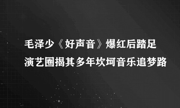 毛泽少《好声音》爆红后踏足演艺圈揭其多年坎坷音乐追梦路