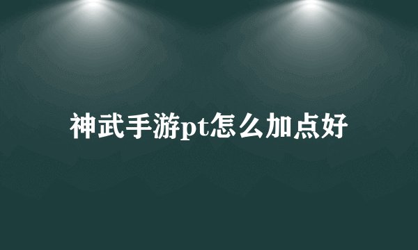 神武手游pt怎么加点好