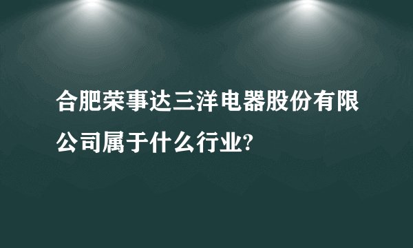 合肥荣事达三洋电器股份有限公司属于什么行业?