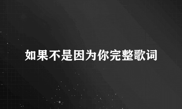 如果不是因为你完整歌词
